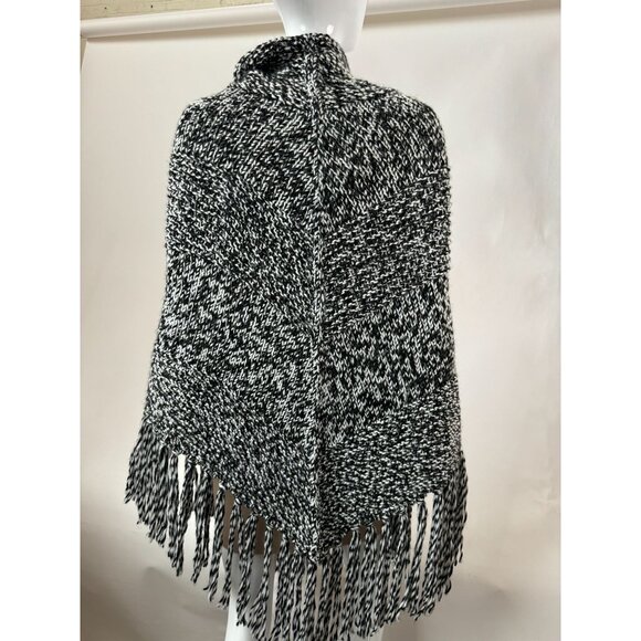 Ann Taylor Loft Acrylic Knit Cowl Neck Poncho With Fringe Made in Italy - Picture 4 of 16